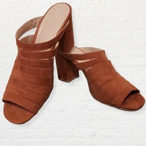 Nordstrom Abound size 9 Alia Cognac faux suede block heel mule shoe